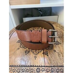 FOSSIL Brown Genuine Leather Belt Sz 40 1.5”Wide Casual Square Buckle